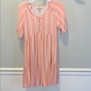 Girls XL/12 Pink Striped Jessica Simpson Short Sleeve Dress